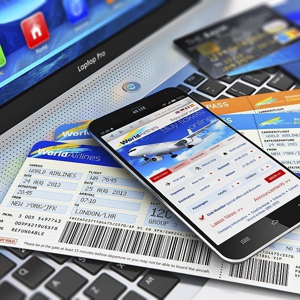 Buying air tickets online via smartphone